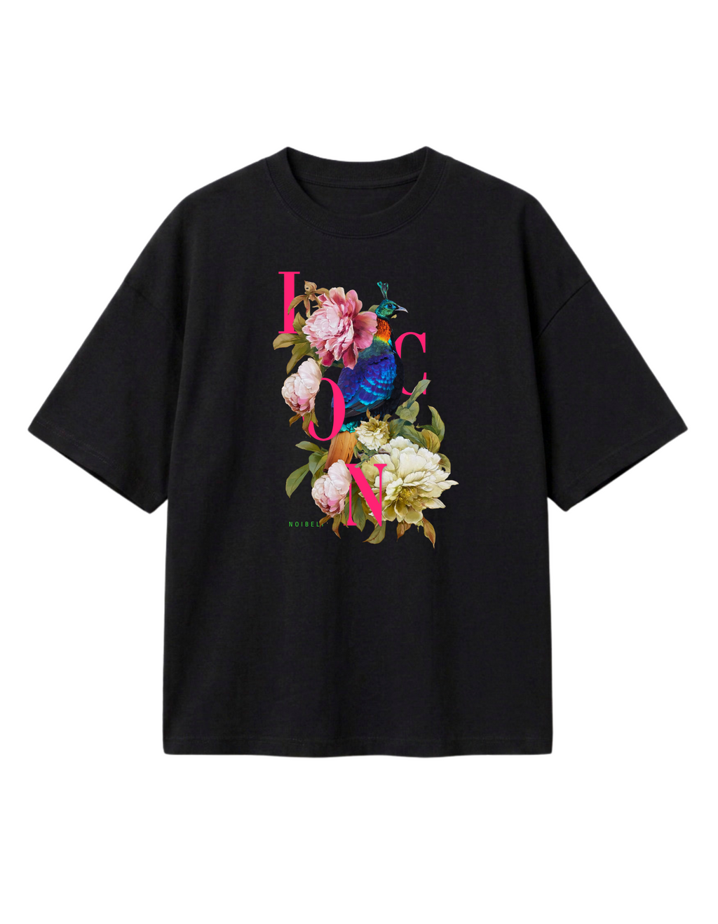 N-209 / unisex tshirt in oversize fit. The Himalayan Monal - draped in iridescence